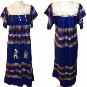Traditional Mexican Pueblo Tehuacan woven dress L